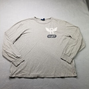Vintage Polo Ralph Lauren T-Shirt Mens Size XL Gray R Wings 1967 Logo Long Sleev